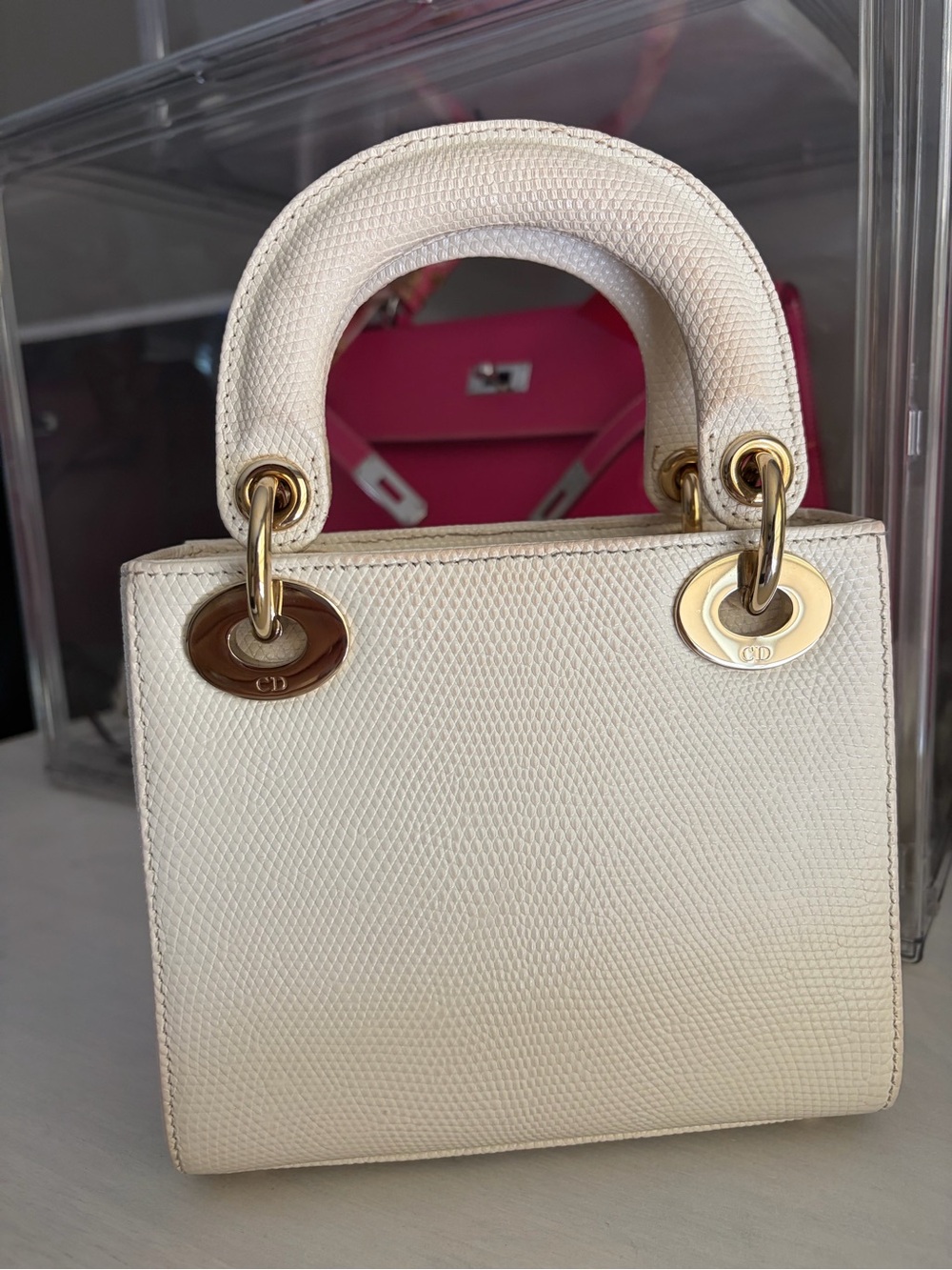 Dior Cream Leather Mini Tote with Gold Hardware - Picture 2 of 4